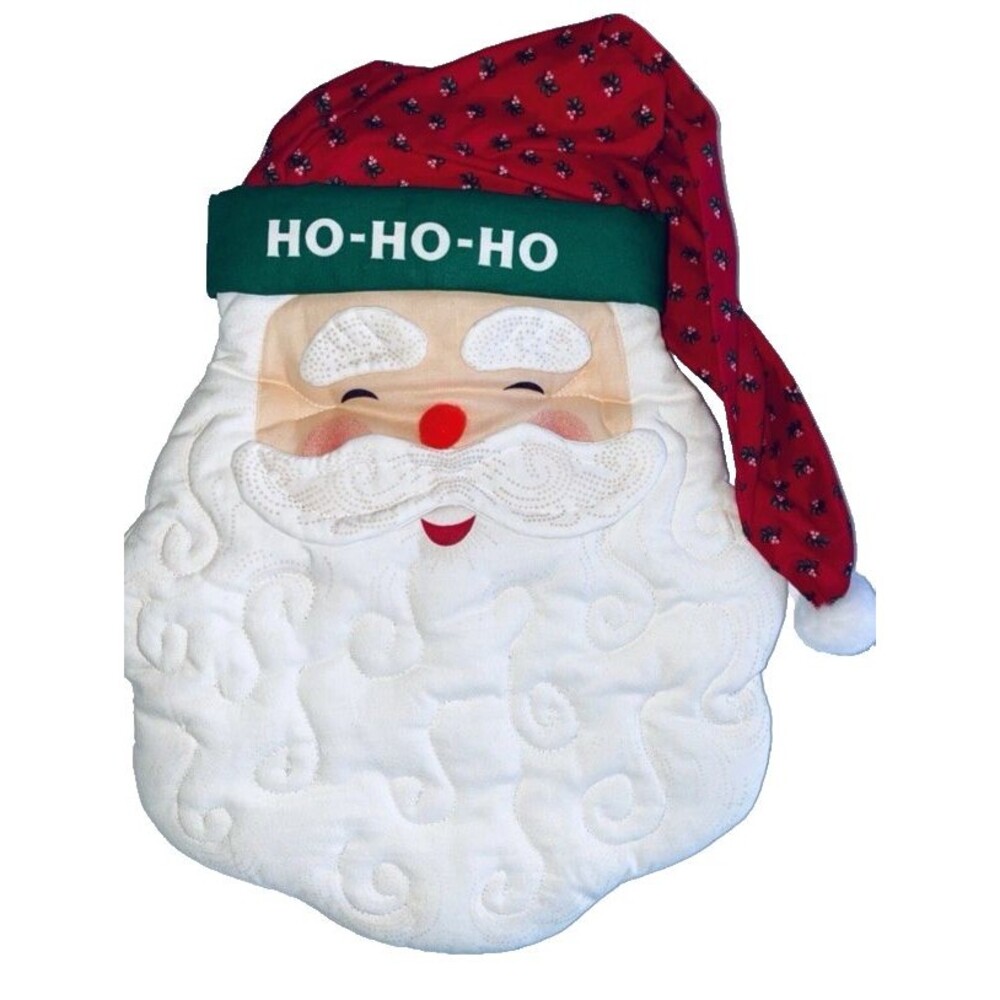 Ho Ho Santa Face VIP Cranston Cut & Sew Fabric Panel Door Hanging Uncut 17 x 14